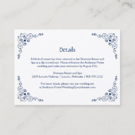 Navy Blue Ornate Swirls-detaljförslutningskort | Tilläggskort