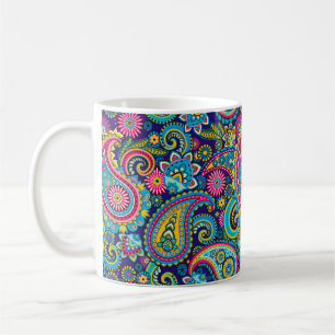 Navy Blue Paisley Kaffemugg