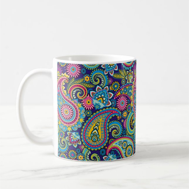Navy Blue Paisley Kaffemugg (Vänster)