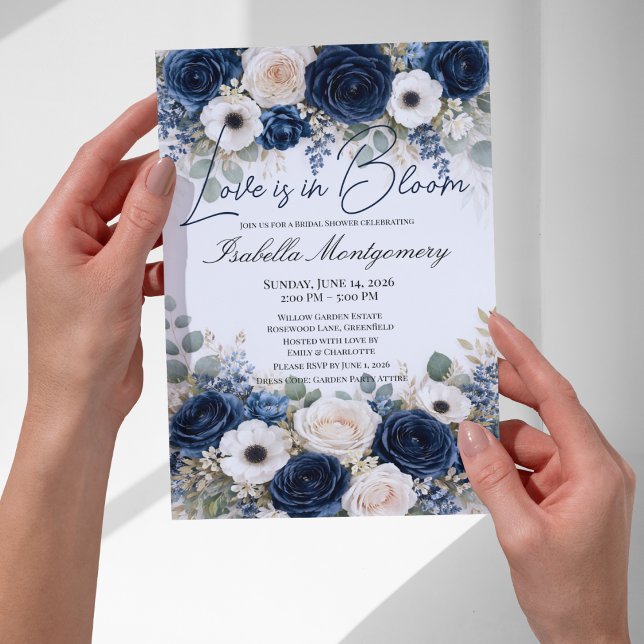 Navy Blue Palette Love Is in Bloom Bröllopsdusch Inbjudningar (Navy Blue Palette Love Is in Bloom Bridal Shower Invitations
)