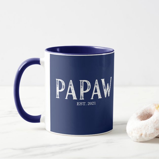 Navy Blue Papaw Grundad År Mugg (Med munk)