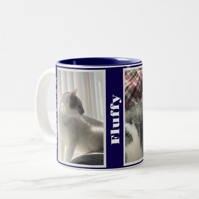 Navy Blue Pet Photos and Names  Två-Tonad Mugg (Framsida vänster)