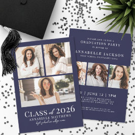 Navy Blue Photo Graduation Party Invitation Inbjudningar