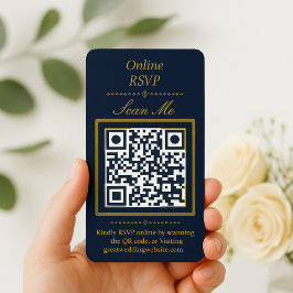 Navy Blue | Photo Online RSVP QR Code Wedding Tilläggskort
