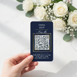 Navy Blue | Photo Online RSVP QR Code Wedding Tilläggskort