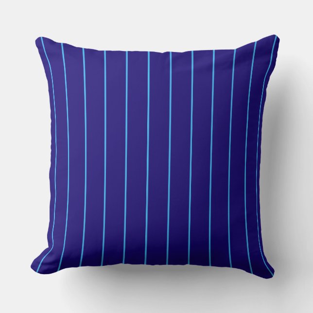 Navy Blue Pinstripe Throw Pillow | Modern Coastal  Kudde (Framsida)
