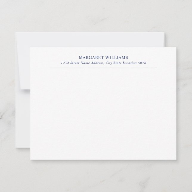 Navy Blue Professional Name Address Anteckningskort (Framsida)