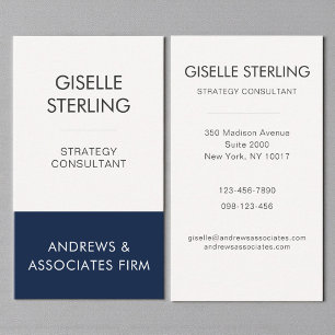 Navy Blue Professionell Corporate Modern Elegant Visitkort