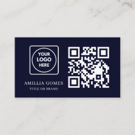 Navy Blue QR Code | Modern Custom Contact Design Visitkort