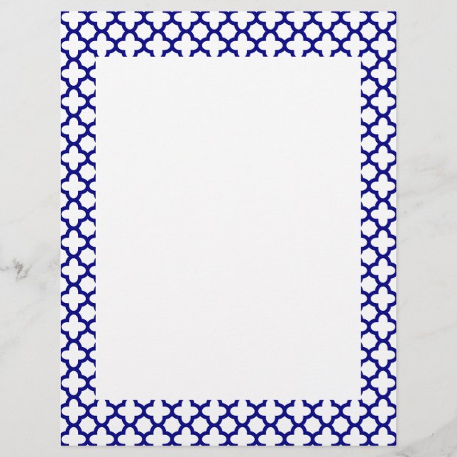 Navy Blue Quatrefoil Mönster (Framsida)
