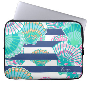 Navy Blue Rand Seashell Laptop Sleeve
