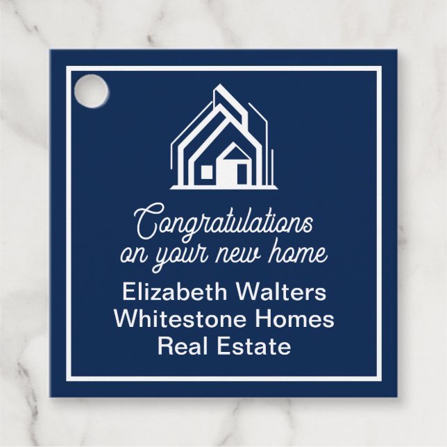 Navy Blue Real Estate Company Customized Party Gåvor Etiketter (Framsida)