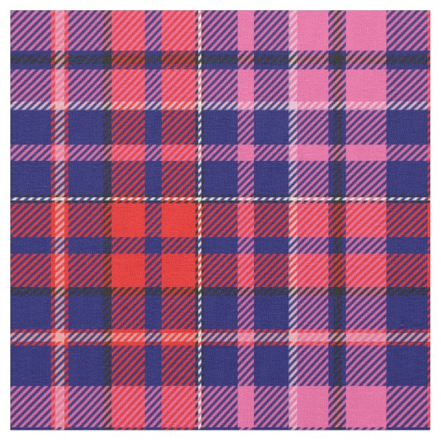 Navy Blue Red Pink Plaid Tartan Design  Tyg (Närbild)