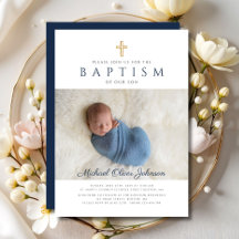 Navy Blue Religiösa Kor Photo Boy Baptism