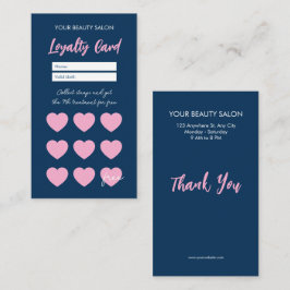 Navy Blue Reward Loyalty Card Thank You Card Lojalitetskort