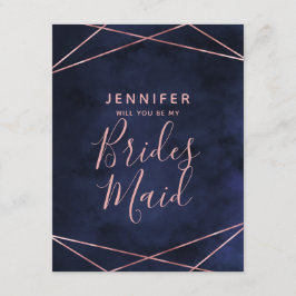 Navy Blue & Ro Guld kommer att bli min bridesmaid Inbjudningar