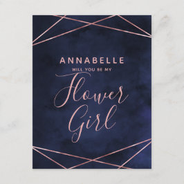 Navy Blue & Ro Guld kommer att bli min ungflicka Inbjudningar