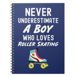 Navy Blue Roller Skating Gifts For Boys Skater Kid Anteckningsbok