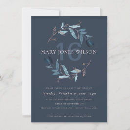 NAVY BLUE ROSA FAUNA WREATH SWEET 16 BIRTHDAY CARD TACK KORT