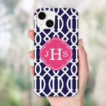 Navy Blue & Rosa Modern Trellis Monogram<br><div class="desc">Cute Girly Trendig Chic Snyggt Preppy Geometric Modern Trellis Mönster. Lägg till anpassningsbar personlig monogram initialer eller namn. Klicka på knappen Anpassa om du vill ändra typsnitt och färg för en unik design av typen en typ.</div>