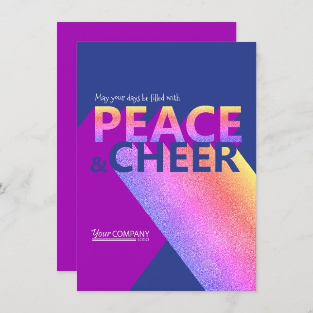 Navy Blue, Rosa, Ord Art Company Helgdag Card Inbjudningar (Fram/baksida)