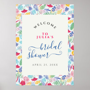 Navy Blue Rosa Vild Rainforest Möhippa Poster