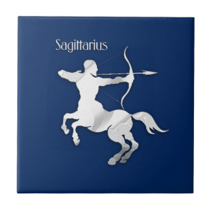 Navy Blue Sagittarius Zodiac Kakelplatta