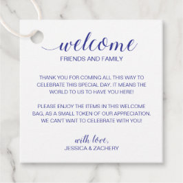 Navy Blue Script Bröllop Welcome Gift Bag Basket Gåvor Etiketter