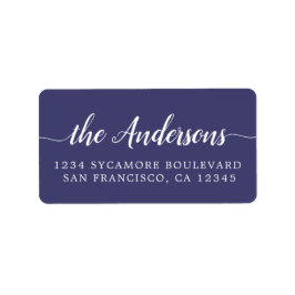 Navy Blue Script Family Return Address Label Adressetikett