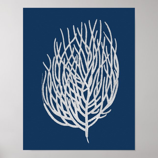 Navy Blue Sea Coral #9 Beach Decor wall art Poster (Framsidan)