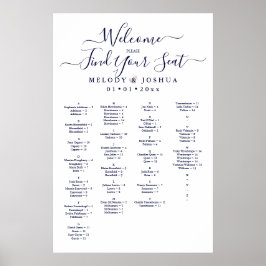 NAVY BLUE SEATCHART, ALFABETISKT POSTER