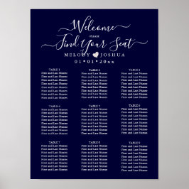 NAVY BLUE SEATCHART| HEART|DIY FÄRG POSTER