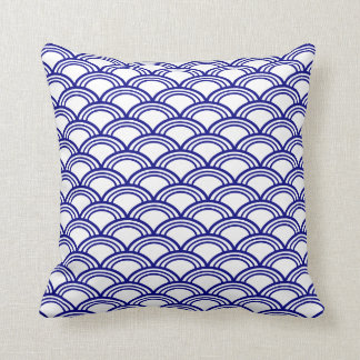 Navy Blue Seigaiha Mönster Kudde
