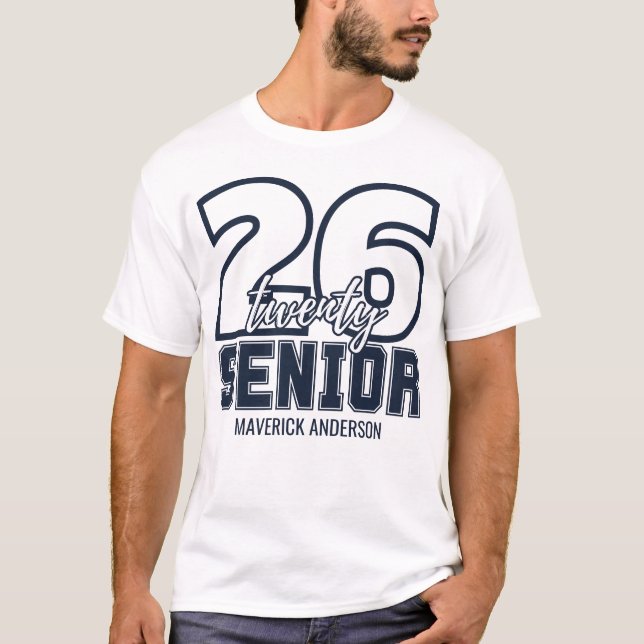 Navy Blue Senior Class of 2026 Graduation T Shirt (Framsida)