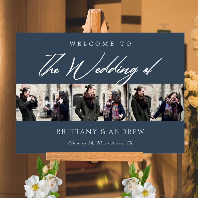Navy Blue Serenity: Personlig Bröllop Welcome Poster (Navy Blue Serenity Personalized Wedding Welcome Poster)