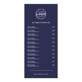 Navy Blue Services Menu Rack Card Reklamkort