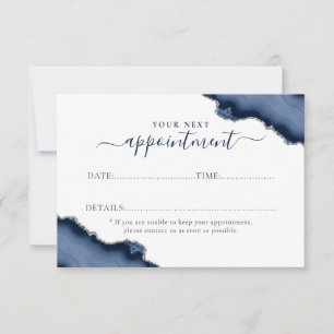 Navy Blue Silver Agate Glitter avtalskort Inbjudningar