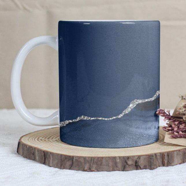 Navy Blue Silver Agate Kaffemugg (Skapare uppladdad)