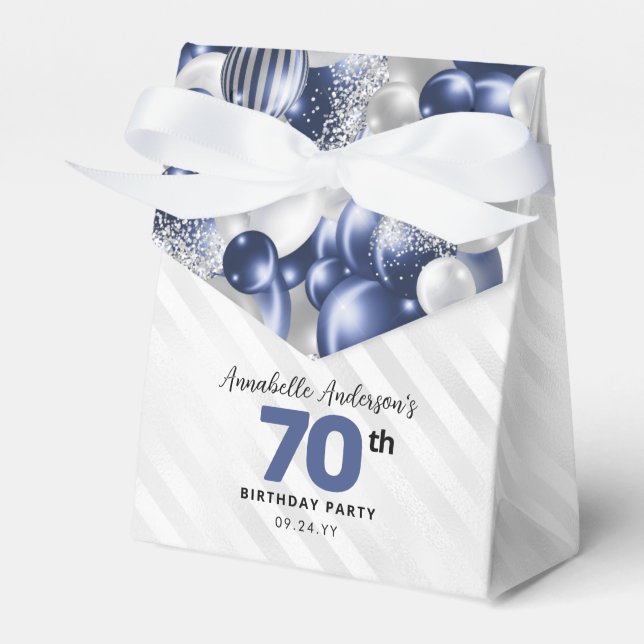 Navy Blue Silver Balloon Glitter favoritfödelsedag Presentaskar (Framsidan Sidan)