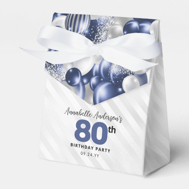 Navy Blue Silver Balloon Glitter favoritfödelsedag Presentaskar (Framsidan Sidan)