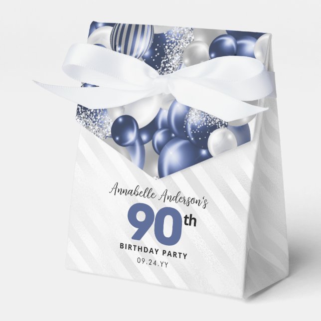 Navy Blue Silver Balloon Glitter favoritfödelsedag Presentaskar (Framsidan Sidan)