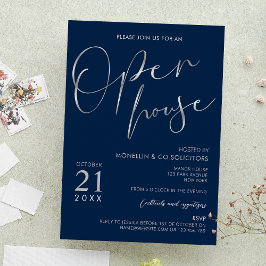 Navy Blue & Silver Elegant Corporate Open House Inbjudningar