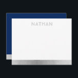 Navy Blue Silver Modern Pub Mitzvah Tack Kort<br><div class="desc">Pub Mitzvah och Modern Tackkort-kort av Bat mitzvah Personlig med ett enkelt och modernt blått och silver grått rand och gräns personlig i ett subtilt, unikt namn högst upp. Koordineringsposter som finns i avsnittet Papper Grape Zazzle Designer Shop Pub Mitzvah. Redigera färg och typsnitt genom att klicka på "anpassa ytterligare"....</div>