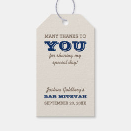 Navy Blue & Silver Pub Mitzvah Tack Presentetikett