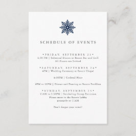 NAVY BLUE SNOWFLAKE BRÖLLOP SCHEDULE OF EVENTIONS TILLÄGGSKORT