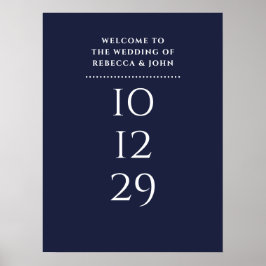 Navy Blue Speciell Date Bröllop Välkomsttecken Poster