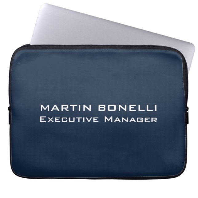 Navy Blue Speciell Unique Modern Executive Manager Laptop Fodral (Framsidan)