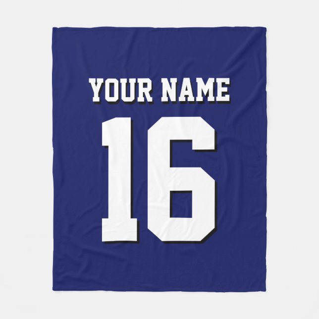 Navy Blue Sports Jersey Team Jersey Fleecefilt (Framsidan)