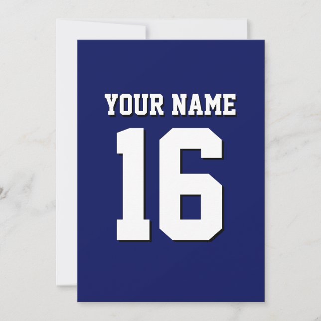 Navy Blue Sports Jersey Team Jersey Inbjudningar (Framsida)