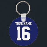 Navy Blue Sports Jersey Team Jersey Nyckelring<br><div class="desc">Preppy Solid Färg Navy Blue Team Jersey / Sports Jersey / Football Jersey / Rugby Jersey med eget namn Anpassa detta med ditt eget namn eller team namn och ett nummer. Du kan ändra textens storleka placering, färg och placering om du behöver göra ändringar, ändra färg eller ta bort textskuggan...</div>